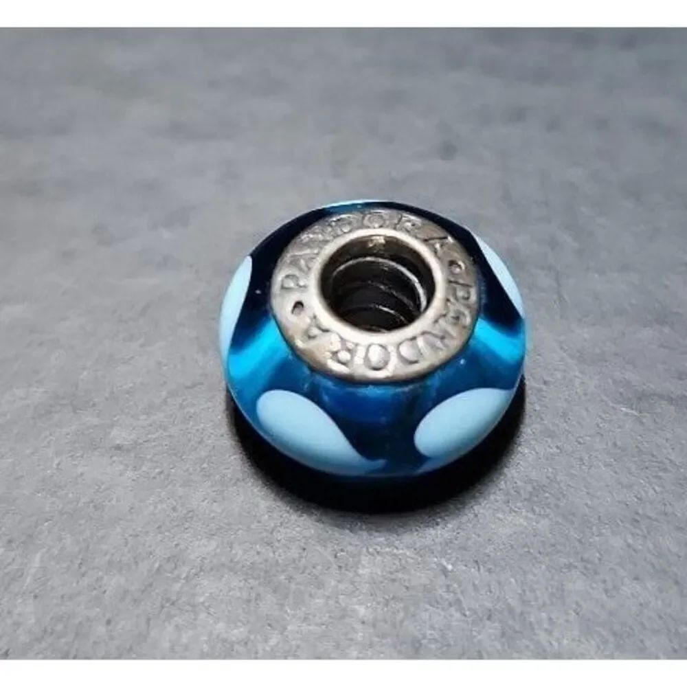 Pandora Bead Blue with Hearts
